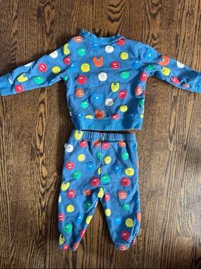 Stella McCartney Kids Blue Matching Set with Multicolor Smiley Faces